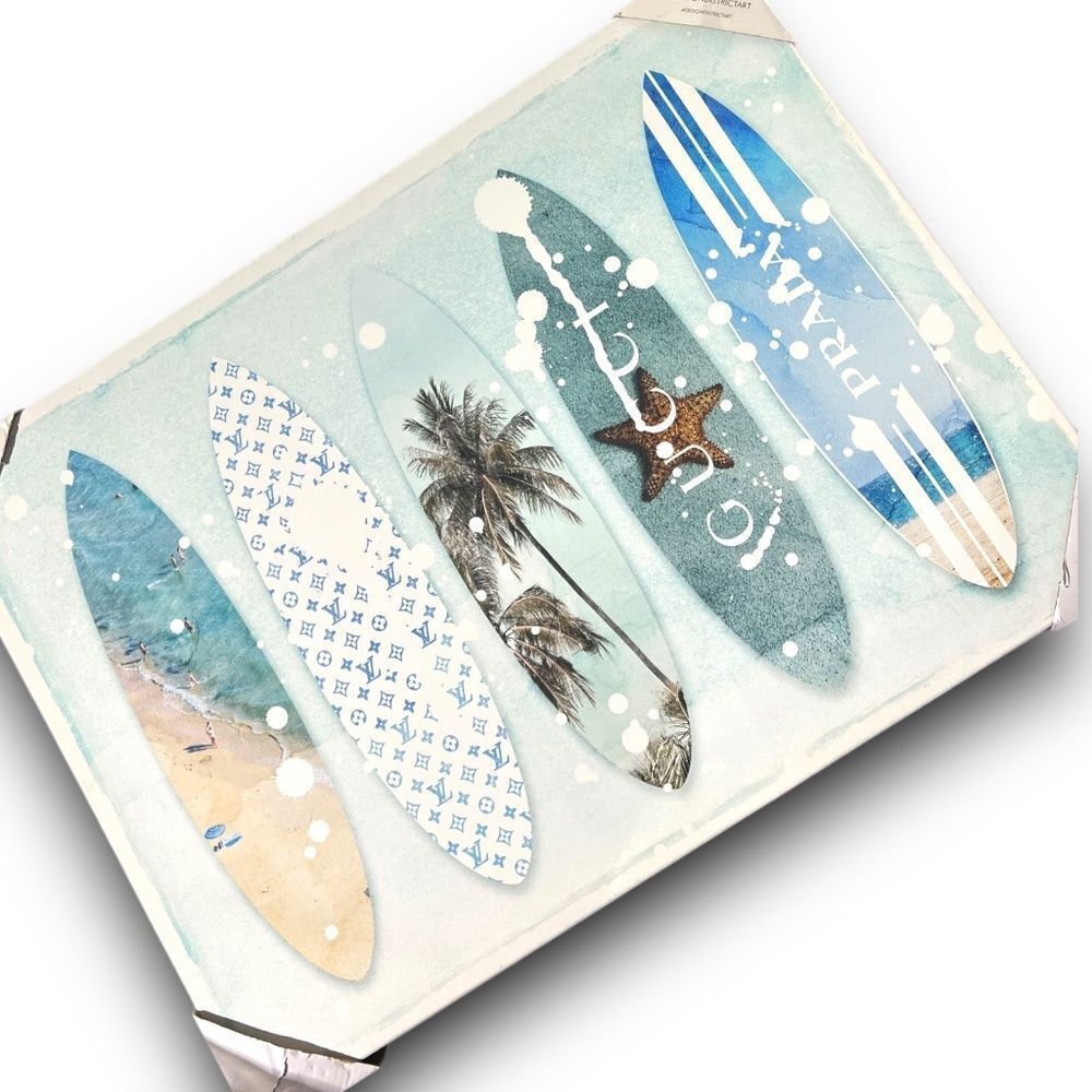 Surfer Designer Canvas Wall‎ Art Beach Cali Palm Trees Ocean Coastal